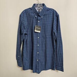 Eddie Bauer Wrinkle Free Fit Classic Oxford Sapphire Shirt Size Medium